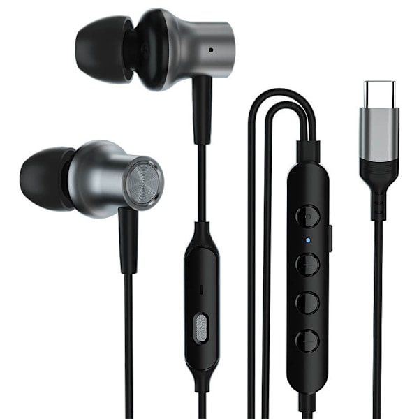 Type-c kablet stereo headset egnet til live sang og optagelse Mørkegrå