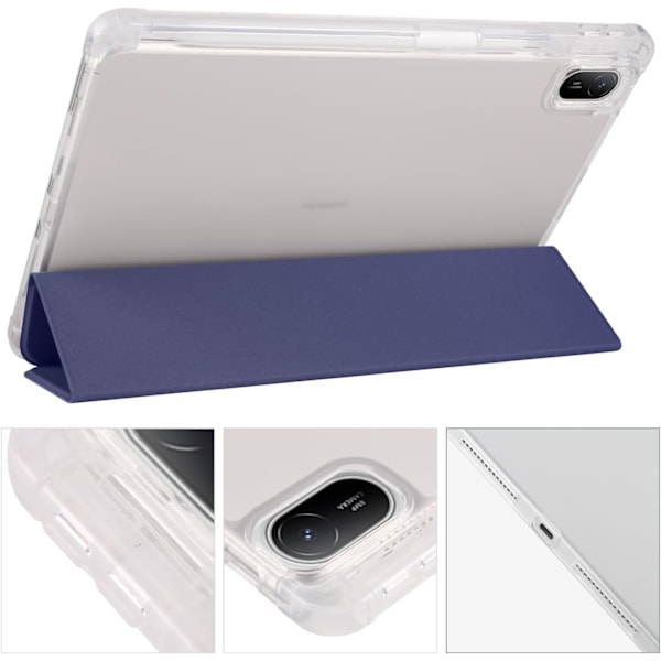 Fullständigt Skydd Transparent Baksida Ställfodral för Xiaomi Redmi Pad Pro 12.1 Tum med Auto Wake/Sleep Funktion Blå