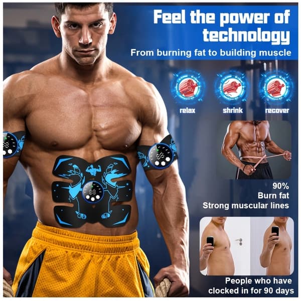 Muskelstimulator Smart Ems Puls Abdominal Trener 8 Moduser 29 Gir Med Hydrogel (Blå)