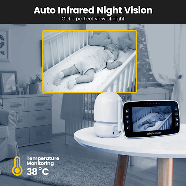SM43 Babyalarm 4,3 tommer Justerbart kamera Nattesyn Tovejs Stemme Intercom