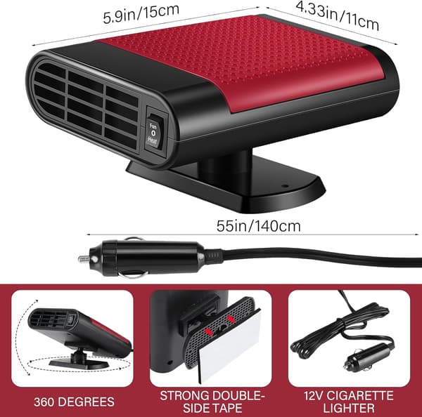 Bilvarmer 24V bil frontrute defroster (rød)