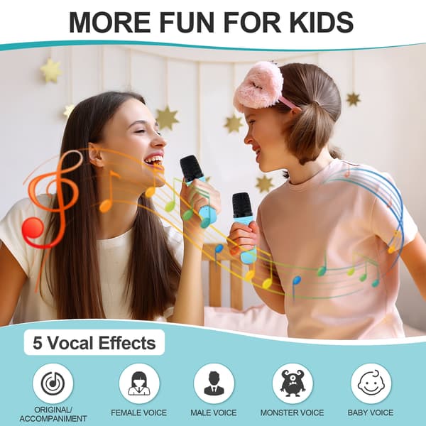 Mini Karaoke-laite lapsille, Bluetooth-kaiutin 2 mikrofonilla (sininen)
