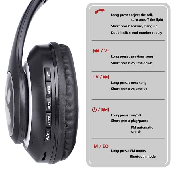 Bluetooth-hörlurar, barnhörlurar, med RGB-kattöron (svart)