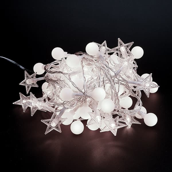 LED lyskæde, sfæriske stjerner lyskæde 3m 20 LED, juledekorationslys (White light)