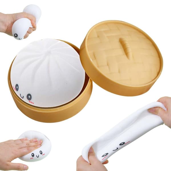 Dumpling Squishy Stressball, stressavlastende sensorisk klemmeball (hvit)