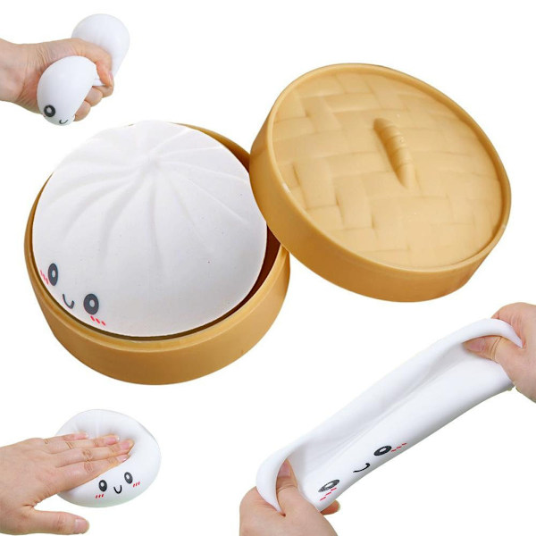 Dumpling Squishy Stressboll, stressavlastande sensorisk klämboll (Vit)