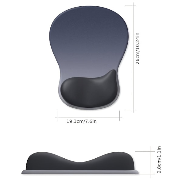 Halkfri musmatta med memory foam och gel-handledsstöd (svart)