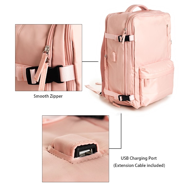 Handbagage Ryggsäck 42*32*20CM Vattentät Ryggsäck, för Resor Vandring Casual Dagsryggsäck svart