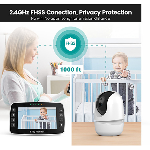 SM43 Babyalarm 4,3 tommer Justerbart kamera Nattesyn Tovejs Stemme Intercom