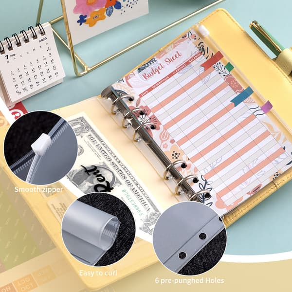 Budgetbinder A6 PU Læder Notesbog Planner Organizer Lilla 23 dele