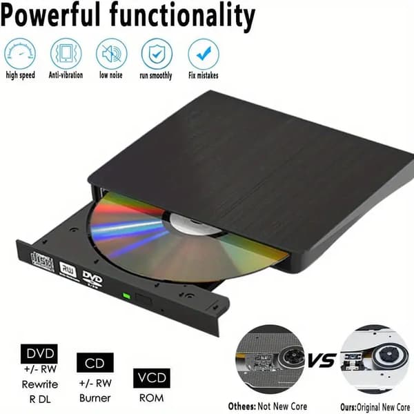 Ekstern CD/DVD-drev til bærbar computer USB 3.0 Bærbar RW Optisk drev/DVD-afspiller
