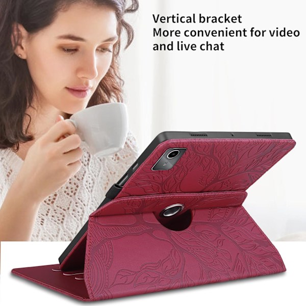 Fodral för Lenovo Tab M11 11 2024 TB330FU Trädmönster röd
