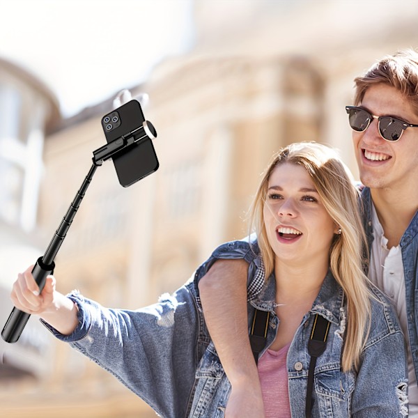 Selfie Stick Tripod til rejsefotografering og videofotograferingstilbehør - 360° rotation sort