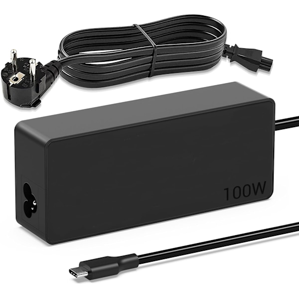 USB C Laddare 100W, Typ C Strömförsörjning för MacBook Pro/Air Lenovo Thinkpad Dell Latitude