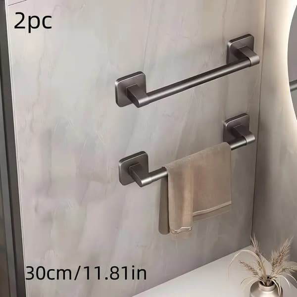 2 kpl Aseharmaa Seinään Kiinnitettävä Pyyheteline Ilman Porausta (30cm)