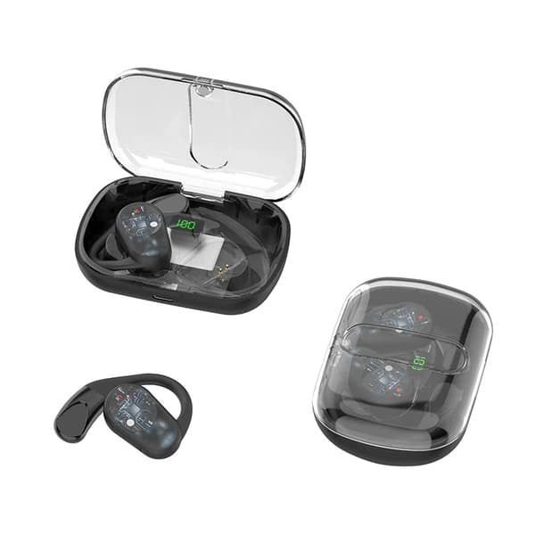 Ægte trådløse Bluetooth-hovedtelefoner OWS Rotary Speaker Hifi Sort