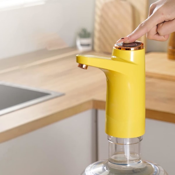 Vattenflaskpump 5 Gallon USB-laddning Automatisk Dricksvattendispenser (gul)