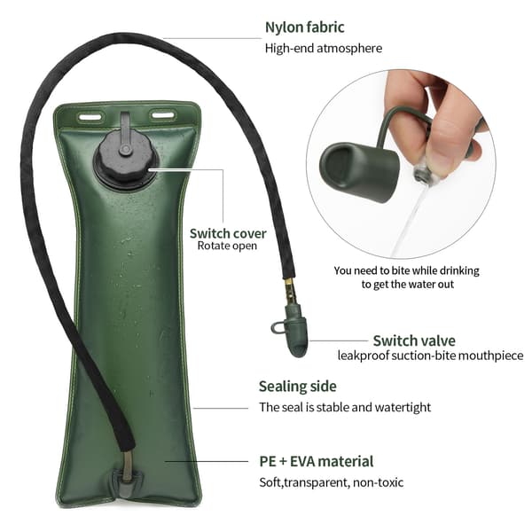 Tactical Hydration Pack -vesireppu 3L BPA-vapaalla nesteytysrakolla (Khaki)