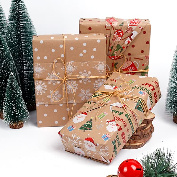 Julklappspapper Dubbelsidigt Jultomtemönsterpapper 43CMX10M