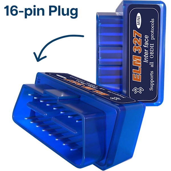 OBD2 Scanner Bluetooth - Bilscanner Kompatibel med iOS, iPad og Android – Mini V1.5 Blå