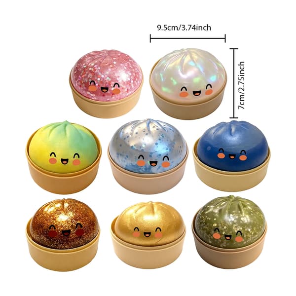 4-pack Dumpling Squishy Stressboll, Glitterboll Squishy, Sensorisk Klämleksak för Stresslindring (Brons)