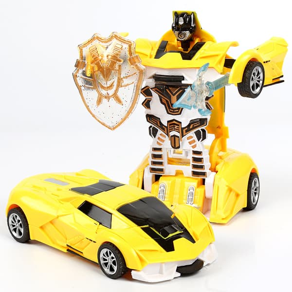 Leksaksbil Mini transformerbar leksaksrobot (Rambo-gul)