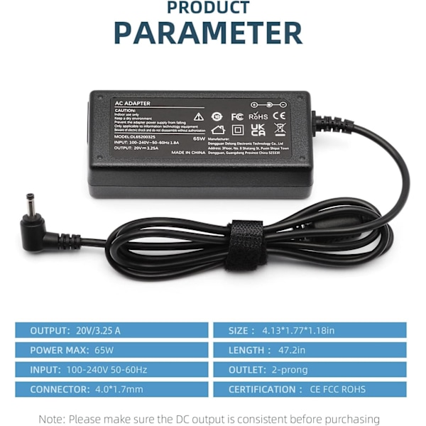 65W Laptop Laddare Adapter för Lenovo Flex 4 5 6 Serien Ideapad 310 310S 320 330 S145 310-14ISK