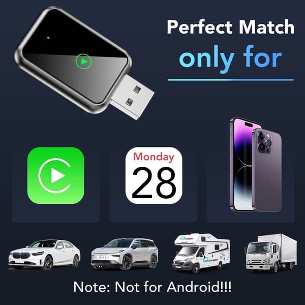 Trådlös CarPlay-adapter 2 i 1 för CarPlay och Android Auto