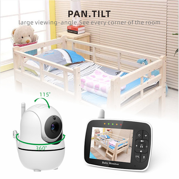 SM935E Baby Monitor 3,5 tums skärm Tvåvägsintercom Temperaturövervakning Infraröd mörkerseende