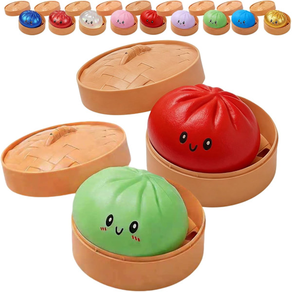 2-pak Dumpling Squishy Stressbold, stresslindrende sensorisk klemmebold