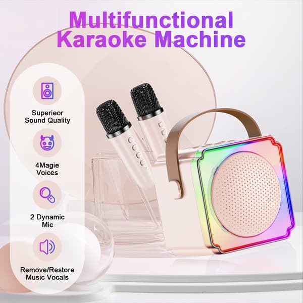 Mini Karaoke-laite lapsille, langaton Bluetooth-kaiutin (pinkki)