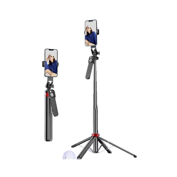 360° Roterende Selfie Stick i Aluminiumlegering 185 cm og Tripod med Dobbelt Fjernbetjening