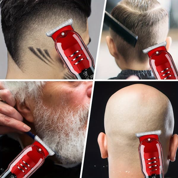 Hårklippare, sladdlös digital rakapparat (röd)
