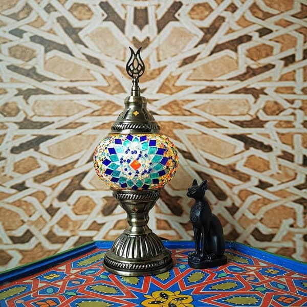 Retro Mosaik bordlampe, til stue soveværelse indretning (blå)