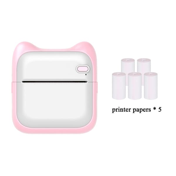 Bluetooth Termisk Printer Pink (5 Ruller Trykpapir)