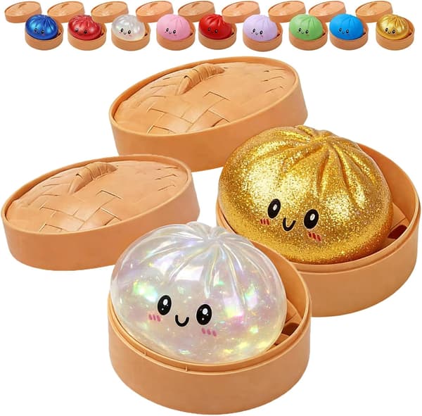 2-pakning Dumpling Squishy Stressball, Glitterball Squishy, Sensorisk Klemmeleke for Stresslindring