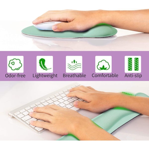 Ergonomisk tangentbordsmusmatta med gel handledsstöd grön