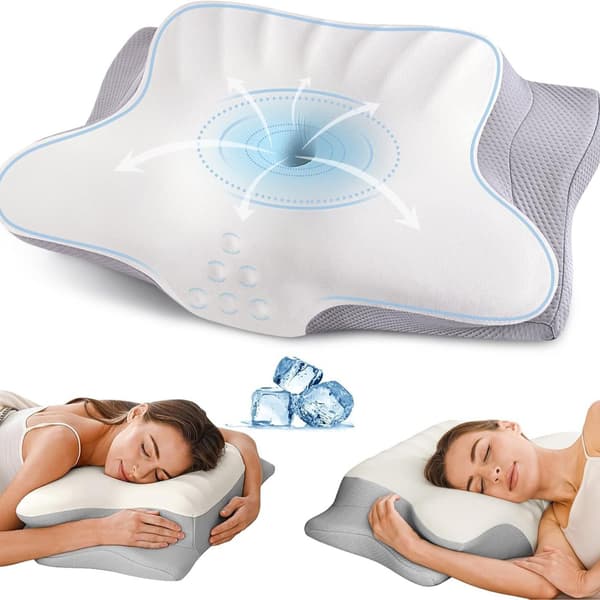 Viskoelastisk nackkudde, Ergonomisk fjärilsformad memory foam, lindrar nacksmärta