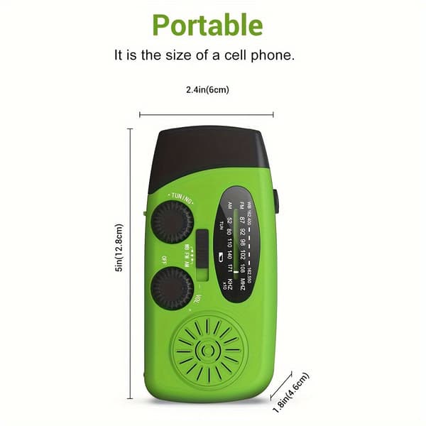 Radio aurinkokennolla 2000Mah virrantuotolla ja taskulampulla (vihreä)