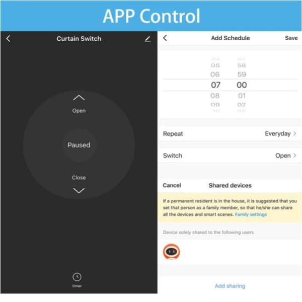 Intelligent switch WiFi Tuya gardinkontakt app timing Alexa stemmestyring (sort)