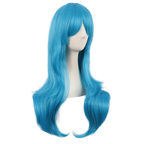 peruk Anime lång lockig peruk 70CM (Cyanblå)