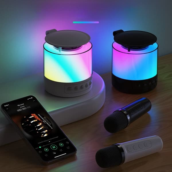 Mini Karaoke-maskin för barn, Bluetooth-högtalare med 2 mikrofoner, Barnens dag-presenter (blå)