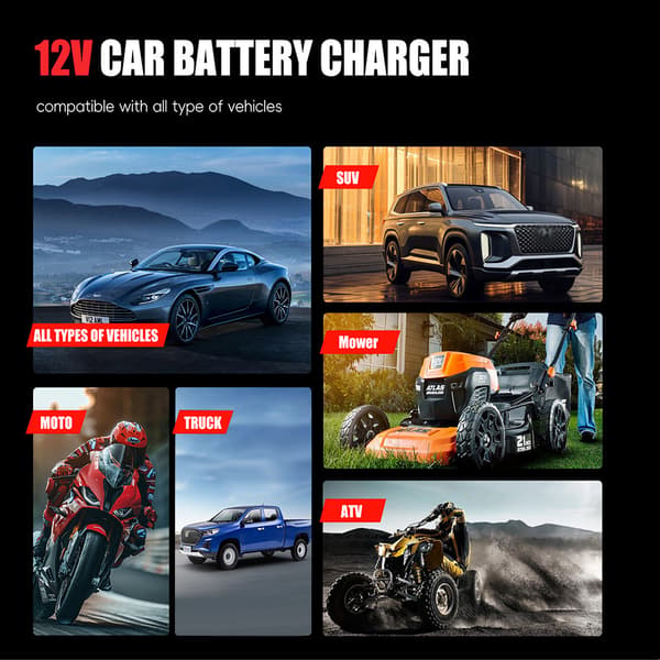 Smart batterioplader 12V 6A med reparationsfunktion, til blysyre lithiumbatterier