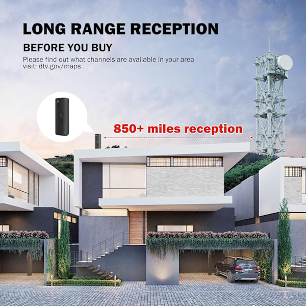 Digital Smart TV-antenne med rekkevidde over 1368 km og støtte for 4K 1080P
