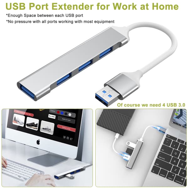 USB 3.0 Hub 4 i 1 USB Port Hub Splitter 5Gbps Dataöverföringsadapter för Laptop Xbox
