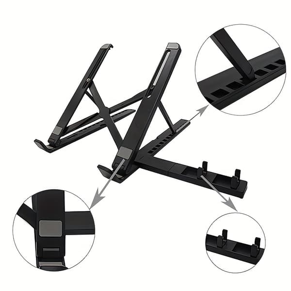 Laptop stand Justerbar højde foldbar (sort)