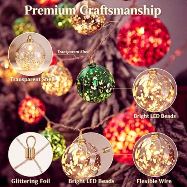 LED-valosarja, USB-jouluvalosarja, avoimet pallovalot (1.5 m, 10 LED)