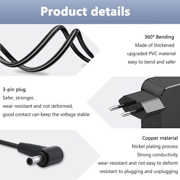 45 W kannettava virtalähde ASUS VivoBook ZenBook 17 15 14 S13 S14 S15 S17, VivoBook Flip 14 15 -malleille