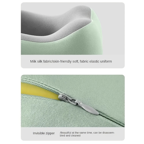 Nackkudde Memory Foam U-formad Resekudde Bekväm 360° Nackstödskudde (Grå Vit)