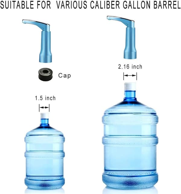 Elektrisk dricksvattenpump för 5-gallon hinkar, 2.16\" och 1.5\" diameter flaskor (guld)